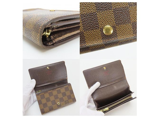 Billetera bi-fold Damier Ebene Louis Vuitton Castaño - vista 6