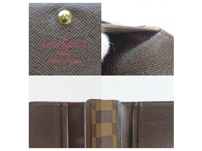 Billetera bi-fold Damier Ebene Louis Vuitton Castaño - vista 7