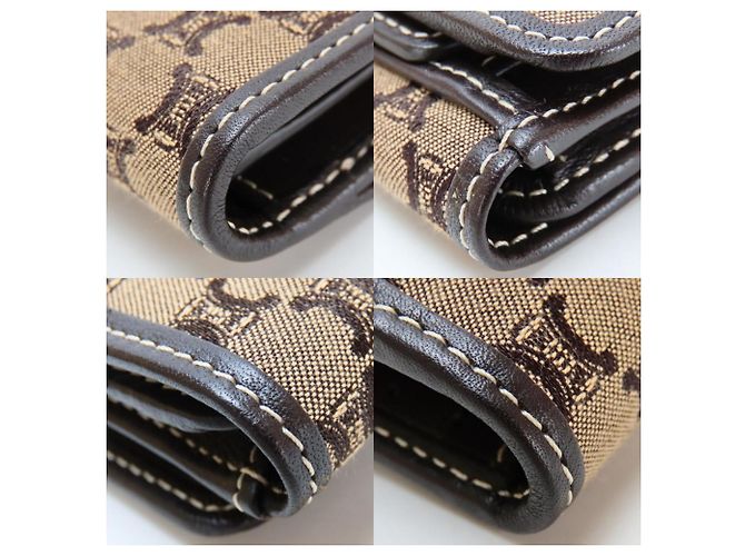 Céline Billetera bi-fold Celine Macadam Beige Marrón oscuro - vista 6