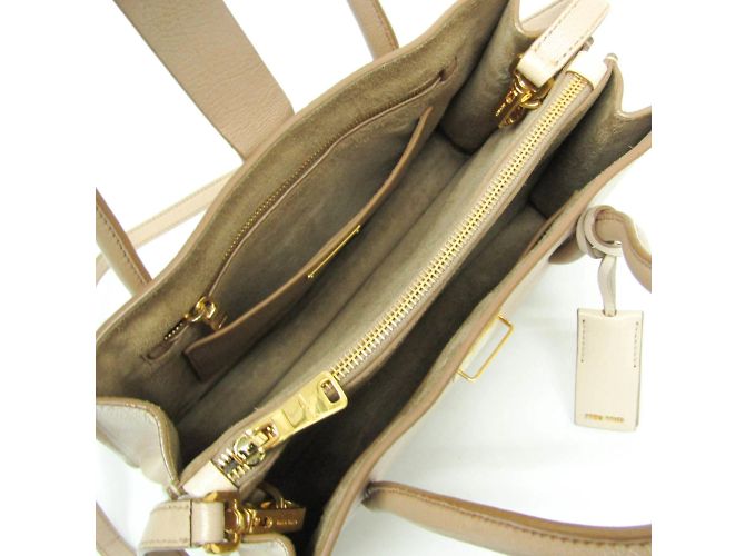 Borsa in pelle Miu Miu MADRAS 5BA104 in rosa beige - vista 4