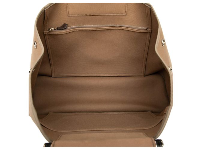 Hermès Cabag Elan PM in Tela Marrone Beige - vista 4