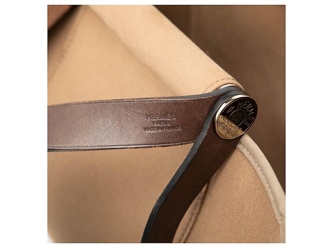 Hermès Cabag Elan PM in Tela Marrone Beige - vista 5