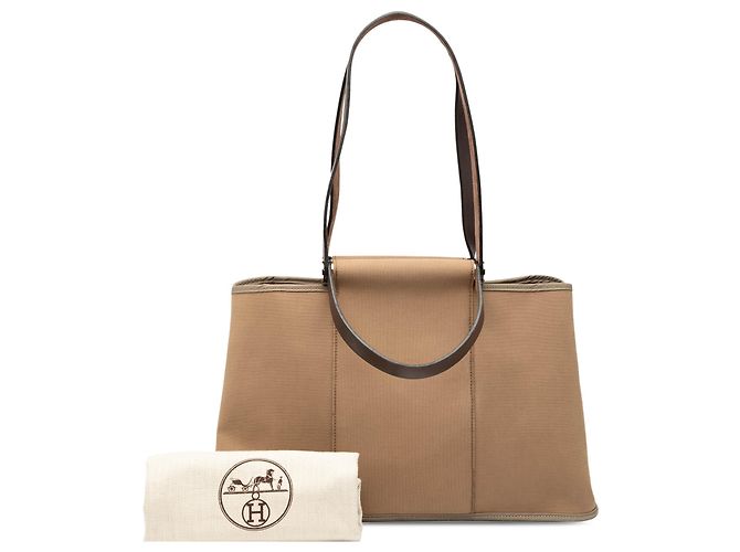Hermès Cabag Elan PM in Tela Marrone Beige - vista 9
