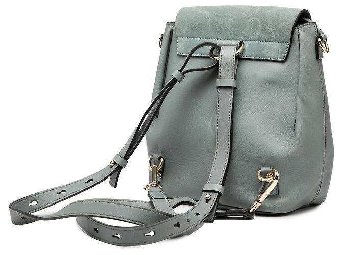 Mochila Faye média em couro de bezerro e camurça azul Chloé - vista 2