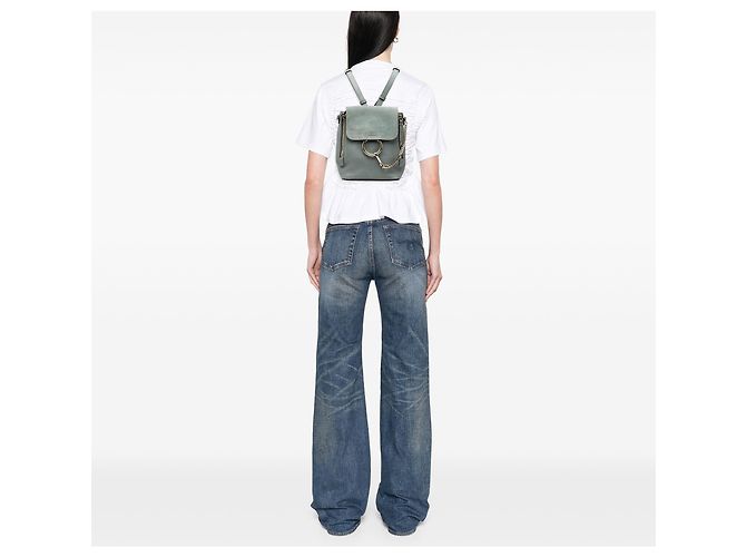 Mochila Faye média em couro de bezerro e camurça azul Chloé - vista 7
