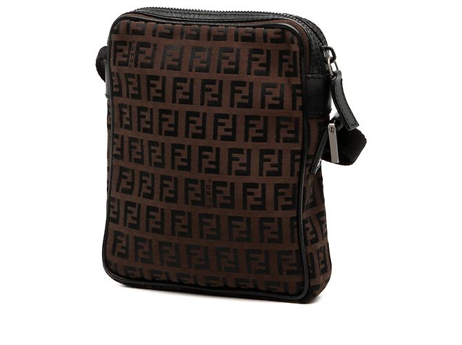 Fendi Brauner Zucchino Canvas Umhängetasche Dunkelbraun - Ansicht 2