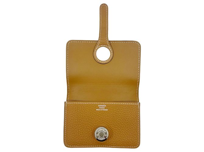 Tarjetero Dogon de Hermès en Marrón Dorado Castaño - vista 7