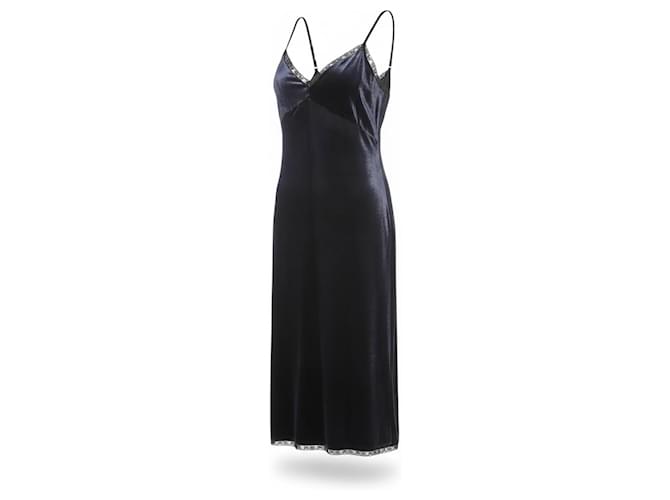 Prada Samtkleid Dunkelblau mit Spitze - Ansicht 2