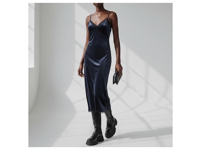 Prada Samtkleid Dunkelblau mit Spitze - Ansicht 3