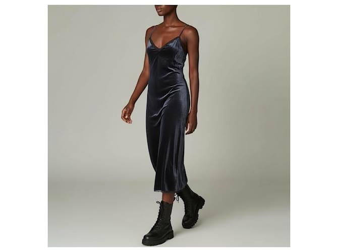 Prada Samtkleid Dunkelblau mit Spitze - Ansicht 4