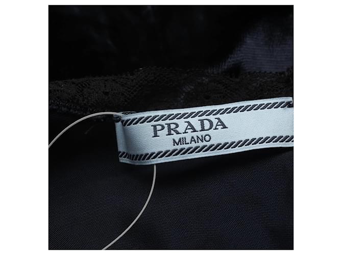 Prada Samtkleid Dunkelblau mit Spitze - Ansicht 9