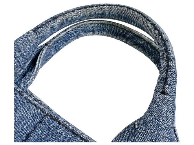 Borsa Tote Canapa Prada in denim blu - vista 11