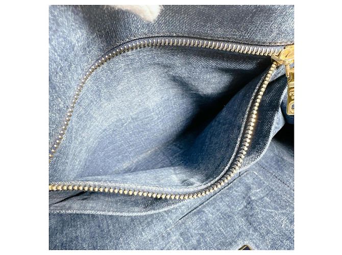 Borsa Tote Canapa Prada in denim blu - vista 12