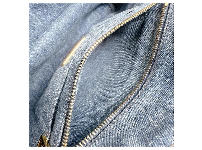 Borsa Tote Canapa Prada in denim blu - vista 13