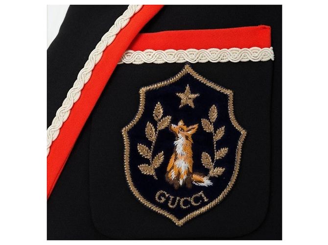 Blazer Gucci con bordado de escudo negro de viscosa - vista 7