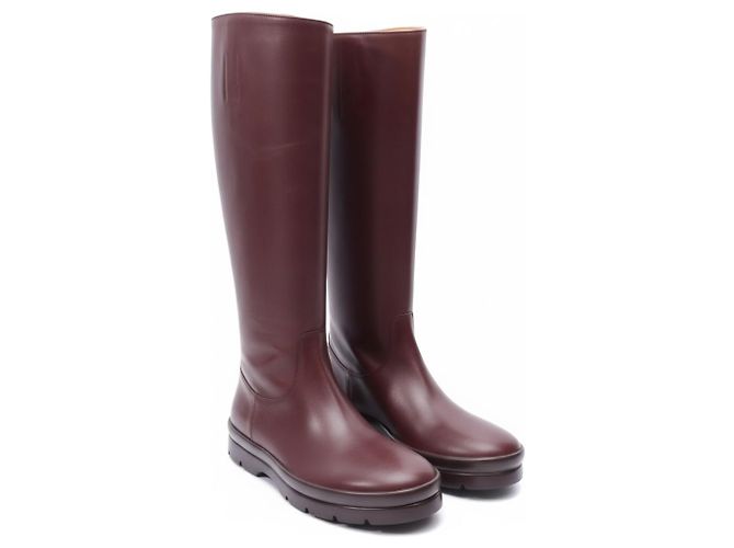 Botas The Row de piel rojo oscuro Burdeos - vista 2