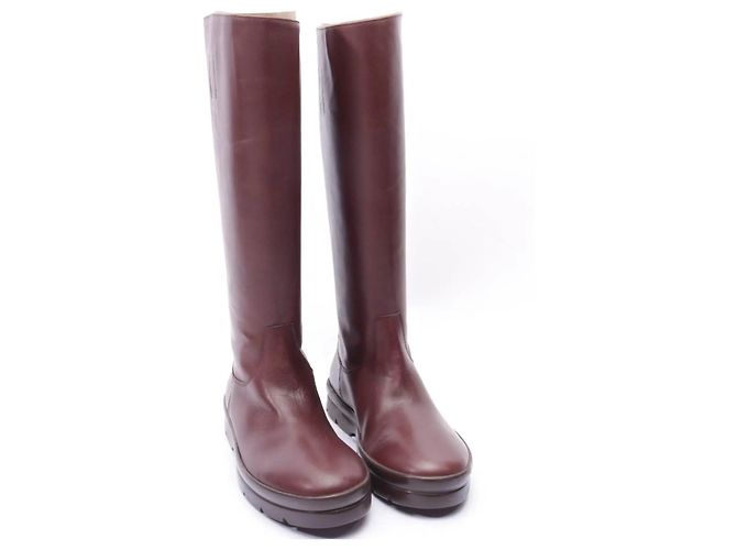 Botas The Row de piel rojo oscuro Burdeos - vista 3