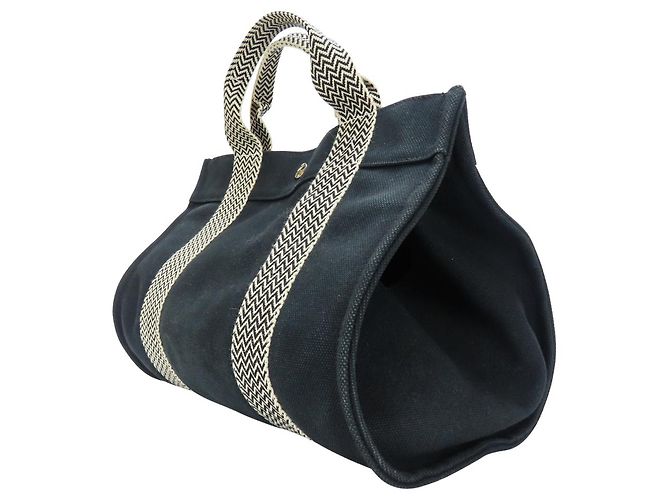 Hermès Cannes PM Canvas Tote Bag Schwarz - Ansicht 2