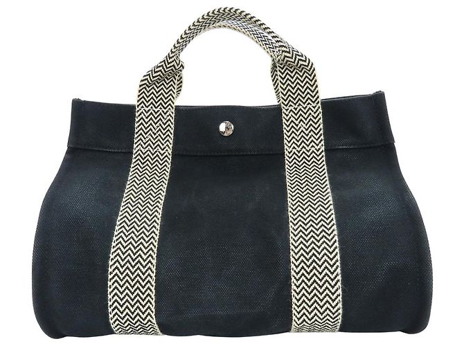 Hermès Cannes PM Canvas Tote Bag Schwarz - Ansicht 4