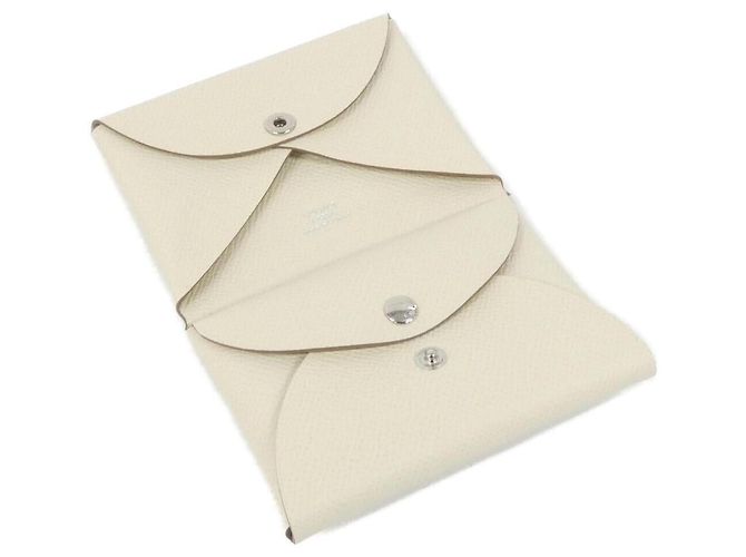 Portamonete Calvi Duo Epsom Hermès Bianco - vista 2