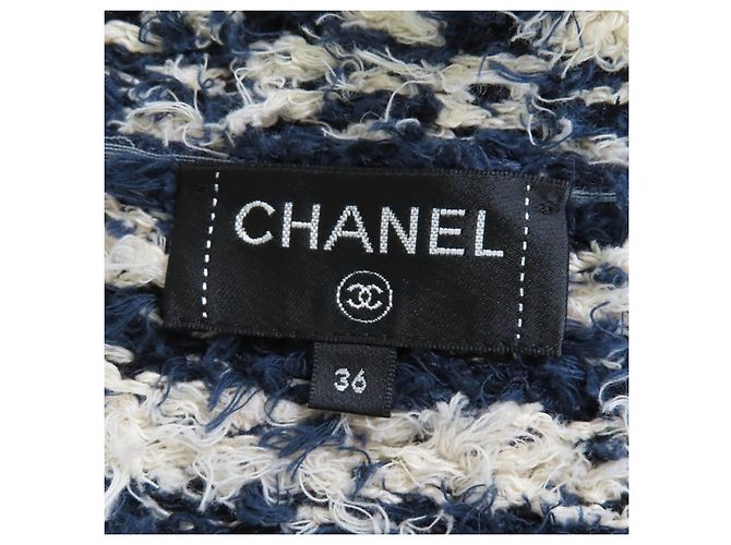 Timeless Chaqueta de lino tweed COCO Button de Chanel Azul Azul marino - vista 7