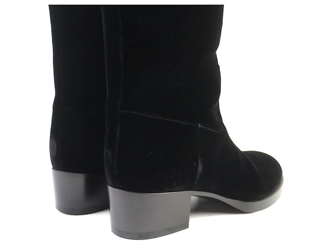 Timeless Botas Largas de Terciopelo COCO Mark de Chanel Negro - vista 6