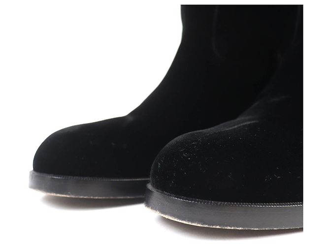 Timeless Botas Largas de Terciopelo COCO Mark de Chanel Negro - vista 7