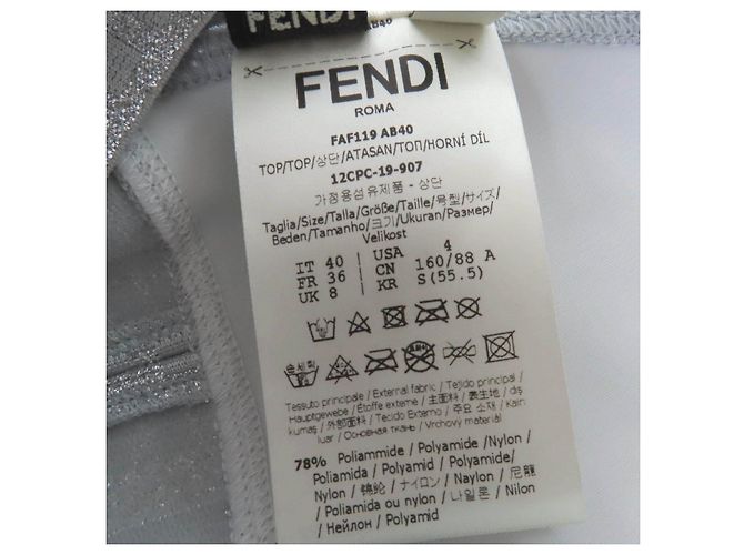 Top de nylon con logo FF en patrón Zucca de Fendi Plata - vista 8