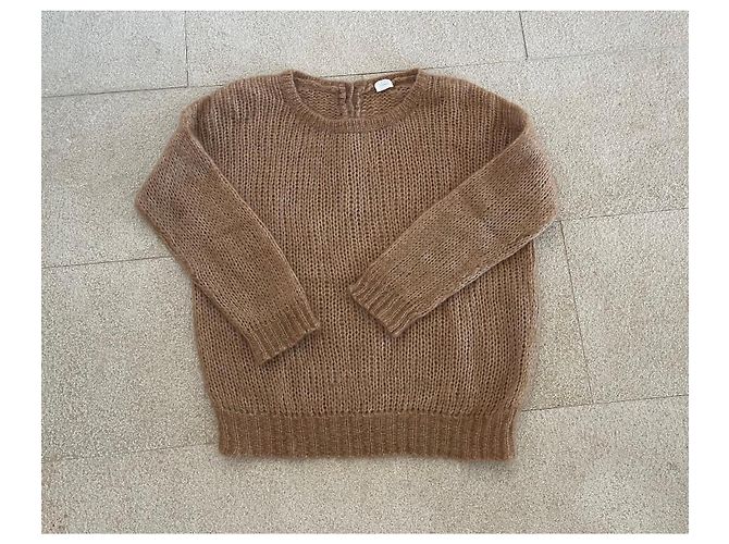 Autre Marque Pull C.T. Plage Camel Mohair Nylon und Waschbär Größe 38 - 40 Beige - Ansicht 10