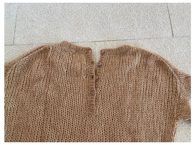 Autre Marque Pull C.T. Plage Camel Mohair Nylon und Waschbär Größe 38 - 40 Beige - Ansicht 13
