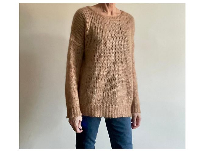 Autre Marque Pull C.T. Plage Camel Mohair Nylon und Waschbär Größe 38 - 40 Beige - Ansicht 17
