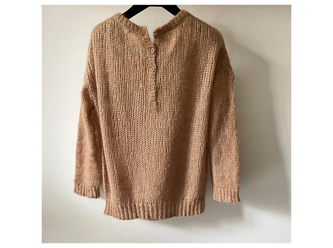 Autre Marque Pull C.T. Plage Camel Mohair Nylon und Waschbär Größe 38 - 40 Beige - Ansicht 2