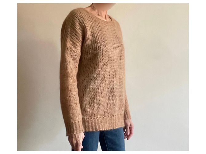 Autre Marque Pull C.T. Plage Camel Mohair Nylon und Waschbär Größe 38 - 40 Beige - Ansicht 4