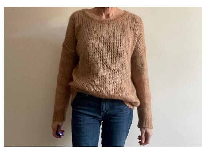 Autre Marque Pull C.T. Plage Camel Mohair Nylon und Waschbär Größe 38 - 40 Beige - Ansicht 5