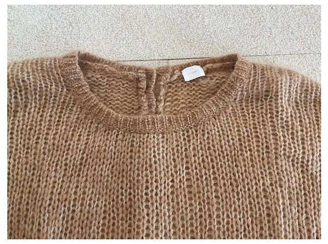 Autre Marque Pull C.T. Plage Camel Mohair Nylon und Waschbär Größe 38 - 40 Beige - Ansicht 8