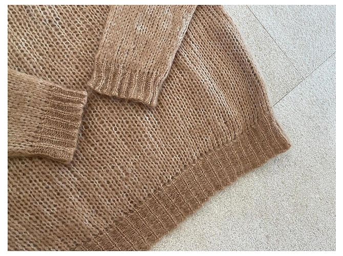 Autre Marque Pull C.T. Plage Camel Mohair Nylon und Waschbär Größe 38 - 40 Beige - Ansicht 9