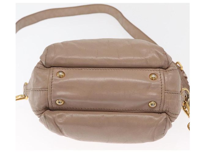 PRADA Borsa a Mano in Pelle 2 in 1 Beige Oro Auth ka1158 D'oro - vista 12