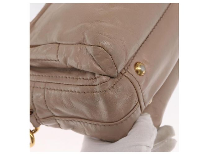 PRADA Borsa a Mano in Pelle 2 in 1 Beige Oro Auth ka1158 D'oro - vista 13