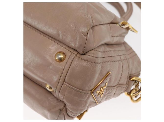 PRADA Borsa a Mano in Pelle 2 in 1 Beige Oro Auth ka1158 D'oro - vista 14