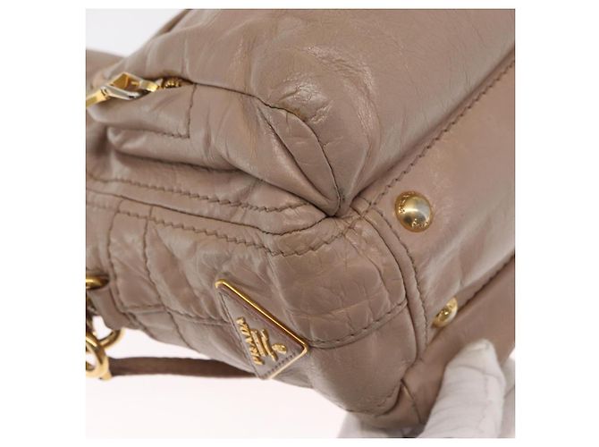 PRADA Borsa a Mano in Pelle 2 in 1 Beige Oro Auth ka1158 D'oro - vista 15
