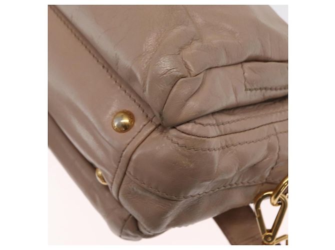 PRADA Borsa a Mano in Pelle 2 in 1 Beige Oro Auth ka1158 D'oro - vista 16