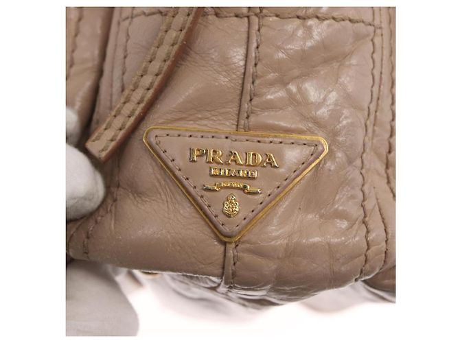 PRADA Borsa a Mano in Pelle 2 in 1 Beige Oro Auth ka1158 D'oro - vista 17