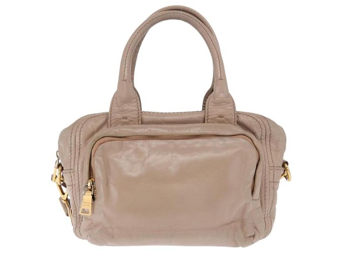 PRADA Borsa a Mano in Pelle 2 in 1 Beige Oro Auth ka1158 D'oro - vista 2