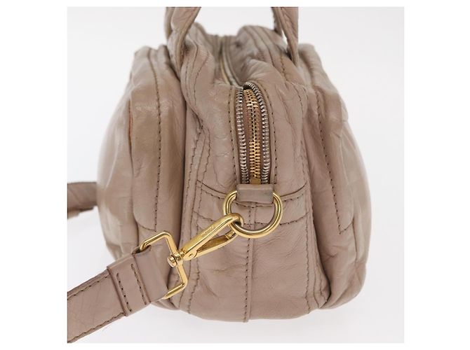PRADA Borsa a Mano in Pelle 2 in 1 Beige Oro Auth ka1158 D'oro - vista 5