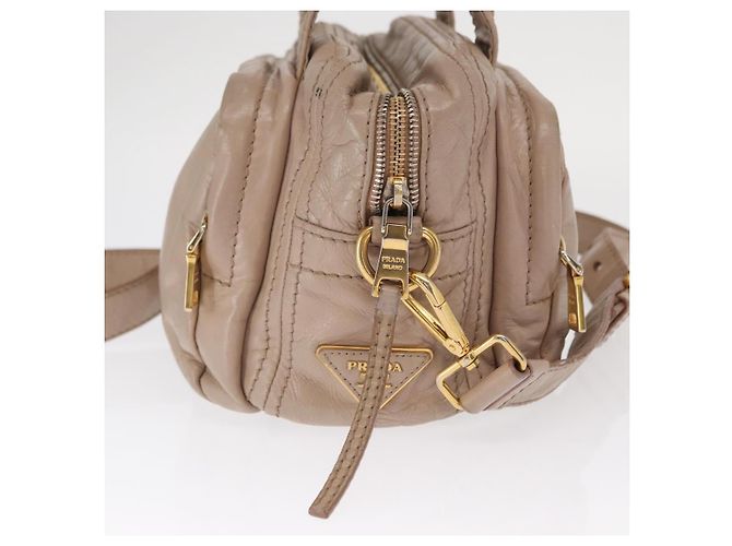 PRADA Borsa a Mano in Pelle 2 in 1 Beige Oro Auth ka1158 D'oro - vista 6