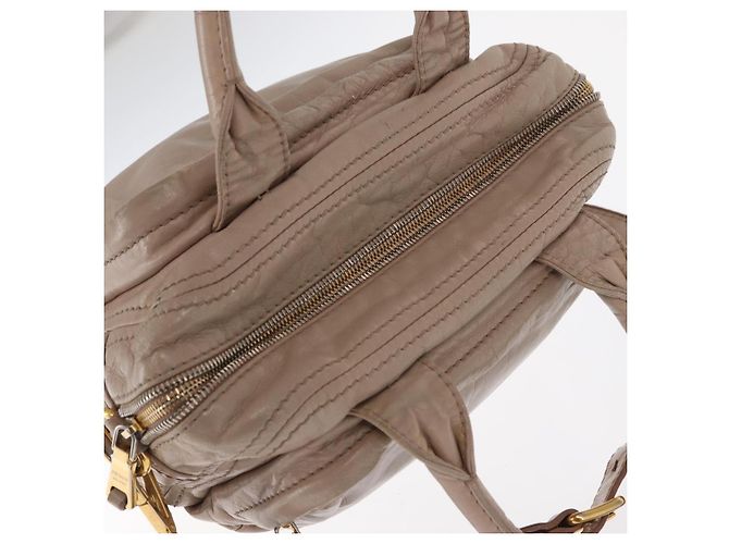 PRADA Borsa a Mano in Pelle 2 in 1 Beige Oro Auth ka1158 D'oro - vista 7
