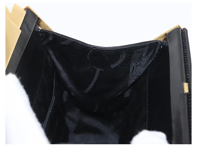 Borsa a mano Gancini in pelle nera e oro Salvatore Ferragamo Auth 159266V Nero D'oro - vista 19