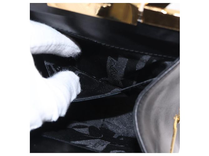 Borsa a mano Gancini in pelle nera e oro Salvatore Ferragamo Auth 159266V Nero D'oro - vista 21