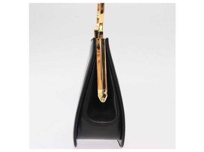 Borsa a mano Gancini in pelle nera e oro Salvatore Ferragamo Auth 159266V Nero D'oro - vista 7