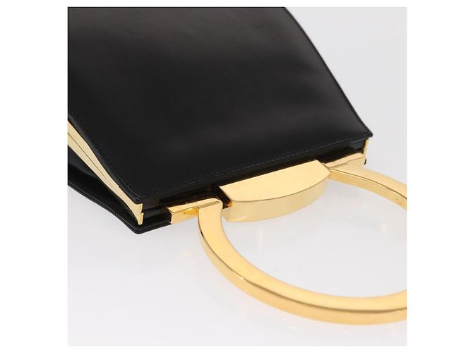 Borsa a mano Gancini in pelle nera e oro Salvatore Ferragamo Auth 159266V Nero D'oro - vista 8